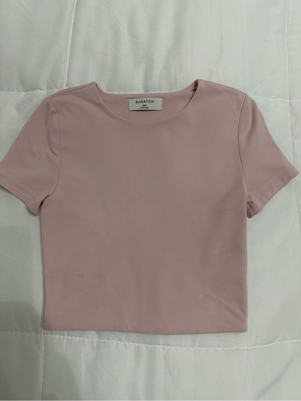 Babaton Soft Mauve Short Sleeve Crewneck Top
